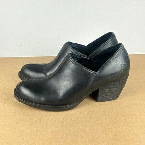 Born Kinney Leather Booties Womens 7.5 Black Casual Comfort Slip On